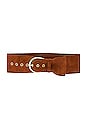 view 1 of 3 Suede Horseshoe Buckle Belt in Cognac