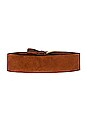 view 2 of 3 Suede Horseshoe Buckle Belt in Cognac