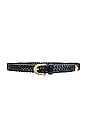 view 1 of 3 Woven Gold Tipped Belt in Black
