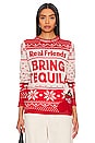 view 1 of 4 Real Friends Holiday Sweater in Red & White
