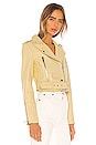 view 3 of 5 Mya Cropped Biker Jacket in Butter Yellow