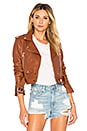 view 1 of 4 Mya Cropped Biker Jacket in Cognac