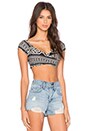 view 2 of 3 Off The Shoulder Crop Top in Black Tribal