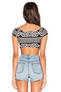 view 3 of 3 Off The Shoulder Crop Top in Black Tribal