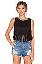 view 1 of 3 TOP À FRANGES EFFET DAIM COWGIRL in Black