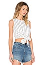 view 2 of 3 Tie Front Crop Top in Skinny Stripe