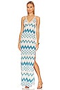 view 1 of 5 Gold Trim Maxi Dress in Aqua