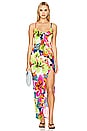 view 1 of 3 Tropical Illusions Fitted Side Slit Maxi Dress in Multi Blue