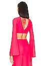 view 3 of 4 Bell Sleeve Crop Top in Bombshell Red