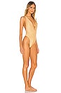 view 2 of 3 Rebel Glam Deep V Crossed Back One Piece Bodysuit in Disco Gold