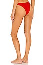 view 3 of 4 High Leg Brazilian Bikini Bottom in Lava Red
