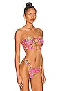 view 3 of 5 Double Loop Bandeau Crop Bikini top in Multicolor