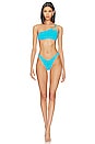 view 5 of 5 Wavy Baby Asymmetric Ring Bikini Top in Caribe Blue