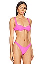 view 2 of 4 Wavy Baby Wide Strap Balconette Bikini Top in Blazing Pink