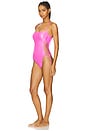 view 3 of 5 Square Neck Laced Up One Piece in Metallic Pink