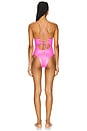 view 4 of 5 Square Neck Laced Up One Piece in Metallic Pink