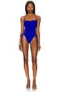 view 2 of 4 Square Neck Laced Up One Piece in Blue