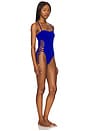 view 3 of 4 Square Neck Laced Up One Piece in Blue