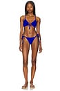 view 4 of 4 Seamless Wavy Ruched Back Brazilian Tie Side Bottom in Blue