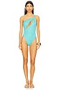 view 1 of 4 Asymmetrical Cut Out Ring Bodysuit in Aqua