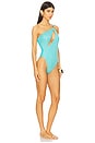 view 2 of 4 Asymmetrical Cut Out Ring Bodysuit in Aqua