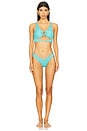 view 4 of 5 Strappy Loop Brazilian Scrunch Bottom in Aqua