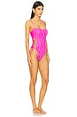 view 2 of 4 Square Neck Laced Up One Piece in Fuchsia