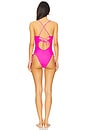view 3 of 4 Square Neck Laced Up One Piece in Fuchsia
