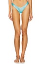 view 1 of 5 Luminous High Leg Brazilian Bikini Bottom in Metallic Blue
