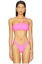 view 1 of 4 Asymmetric Ring Bikini Top in Blazing Pink