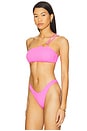 view 2 of 4 Asymmetric Ring Bikini Top in Blazing Pink