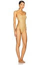 view 2 of 4 Golden Sunset Square Neck Laced Up One Piece Swimsuit in Gold