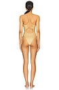 view 3 of 4 Golden Sunset Square Neck Laced Up One Piece Swimsuit in Gold