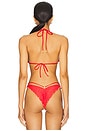 view 3 of 5 Sunset Glow Triangle Bikini Top in Red