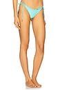 view 2 of 4 Wavey Brazilian Tie Side Ruched Back Bikini Bottom in Aruba Blue