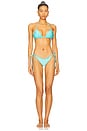 view 4 of 4 Wavey Brazilian Tie Side Ruched Back Bikini Bottom in Aruba Blue