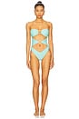 view 1 of 5 Cut Out One Piece Swimsuit in Aqua