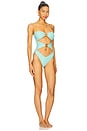 view 3 of 5 Cut Out One Piece Swimsuit in Aqua