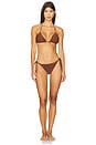 view 4 of 4 Seamless Ruched Back Brazilian Tie Bikini Bottom in Brown