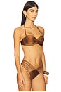 view 3 of 5 Underwire Push Up Bandeau Bikini Top in Brown