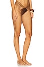view 2 of 4 Strappy Brazilian Ruched Back Bikini Bottom in Brown