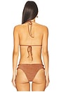 view 3 of 5 Molded Push Up Bandeau Halter Bikini Top in Brown & Gold