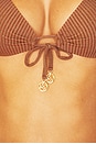 view 5 of 5 Molded Push Up Bandeau Halter Bikini Top in Brown & Gold
