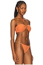 view 2 of 4 Drawstring Bandeau Bikini Top in Terracotta