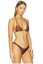 view 2 of 4 Zig Zag Knotted Cut Out Triangle Bikini Top in Brown Story