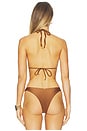 view 3 of 4 Zig Zag Knotted Cut Out Triangle Bikini Top in Brown Story