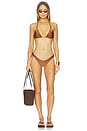 view 4 of 4 Zig Zag Knotted Cut Out Triangle Bikini Top in Brown Story