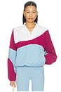 view 1 of 4 Half-zip Tennis Pullover in Raspberry Rave, Dreamy Blue, & White