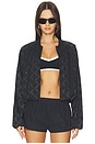 view 2 of 6 Monogram Satin Track Jacket in Black