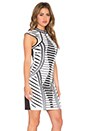 view 2 of 4 Law of Attraction Placemint Print Bodycon Dress in White & Black